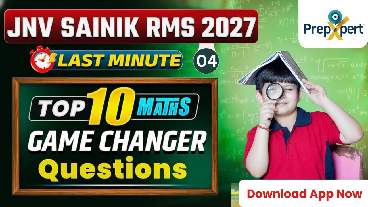 JNV Sainik RMS Class 6 Math Mock Test 04 | Top 10 Ques in Hindi & English | 2027 Entrance Exam