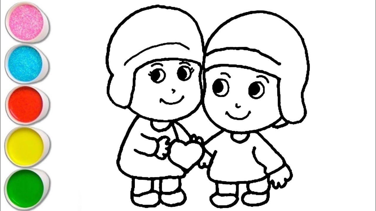 Покойо с друзьями и сердечком 💓 Рисование, раскрашивание и живопись для детей и малышей_ Детское ...