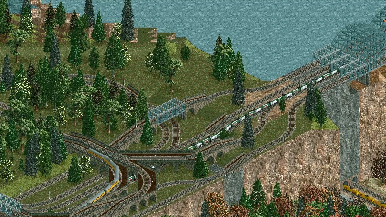 OpenLoco - Journey with a steel train on The Escalator map
