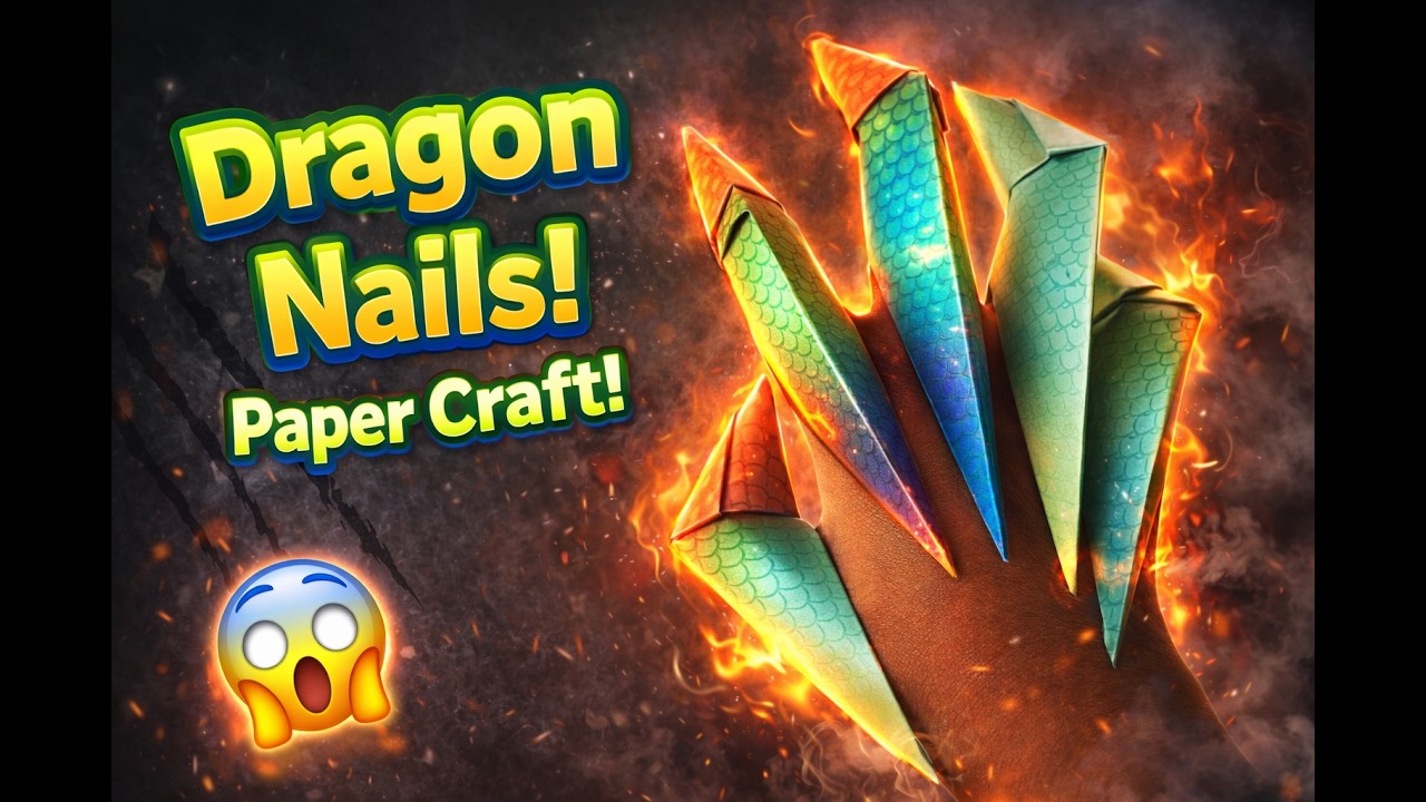 Easy Paper Dragon Nails 🐉🔥 | DIY Scary Claws with Paper