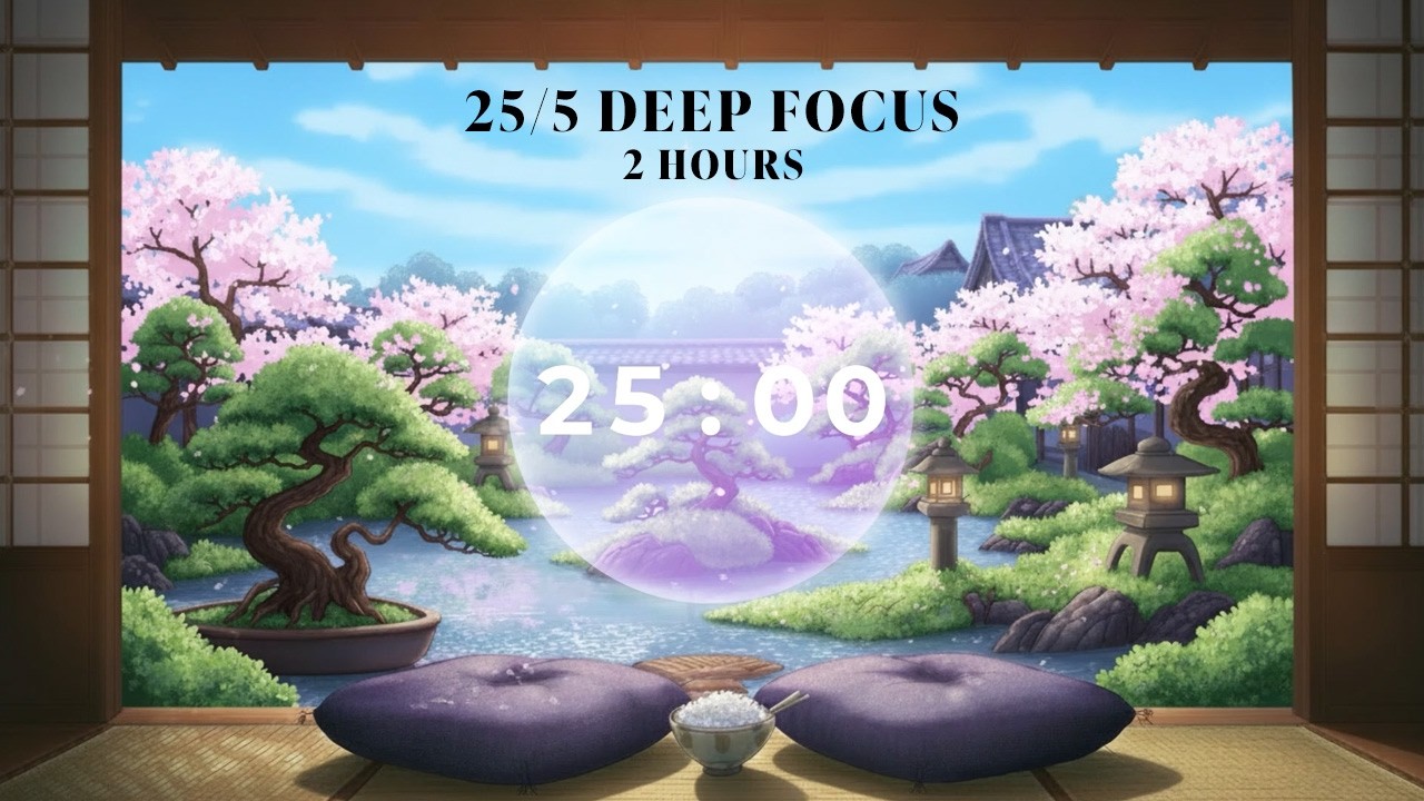 25/5 Pomodoro Timer ✨ Zen Garden [2 Hours] Spring, Summer & Autumn Mix | Japanese Study Vibes