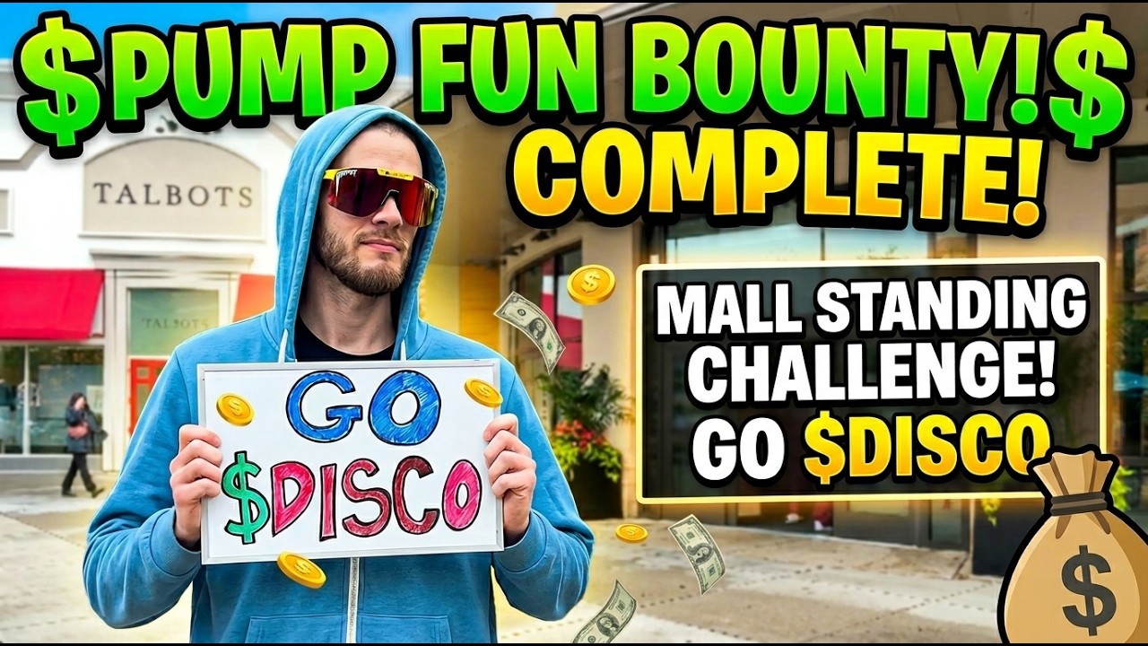 Standing Outside a Shopping Mall With GO $DISCO Sign props to: misterp_69420 on $PUMPFUN