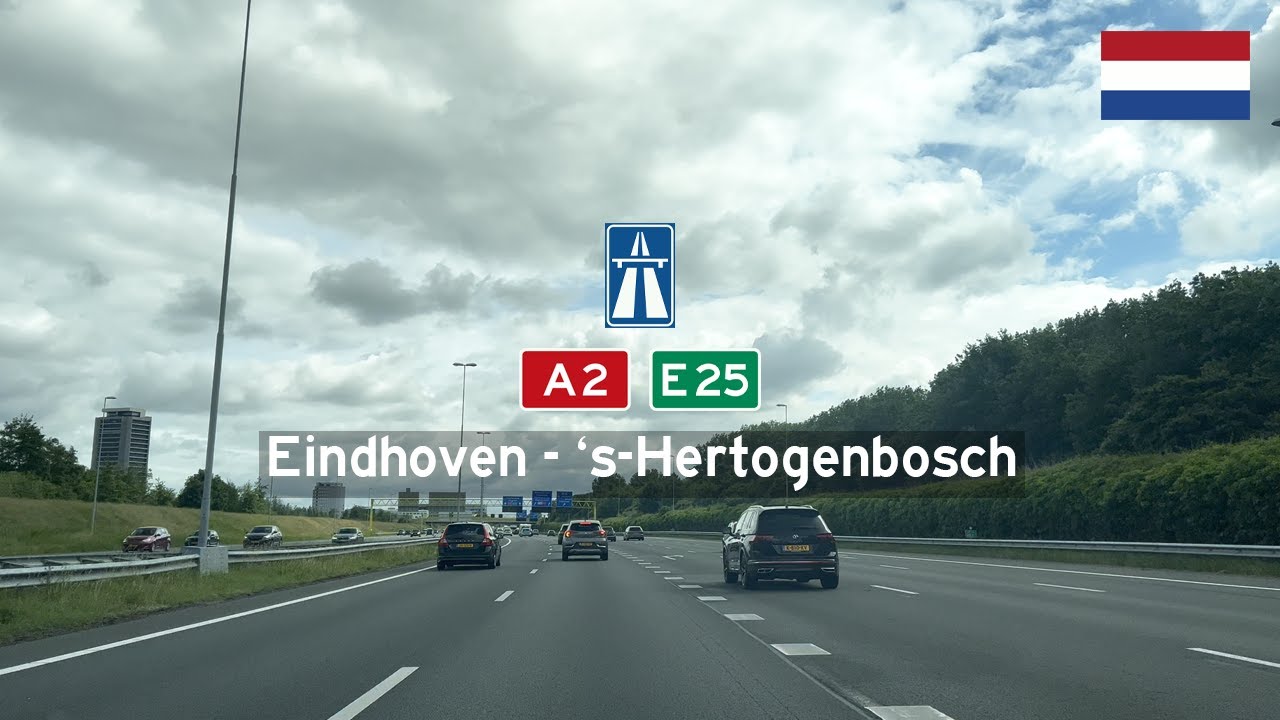 [4KHDR] Driving in the Netherlands: Snelweg A2 E25 from Eindhoven to 's-Hertogenbosch (Den Bosch)