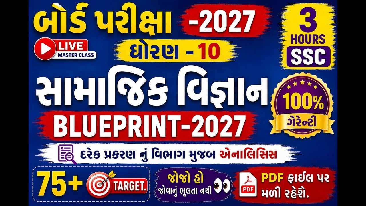 ધોરણ 10 સામાજિક વિજ્ઞાન Blueprint 2027 | Board Exam 2027 | Chapter Wise Analysis | 75+ Target | GSEB