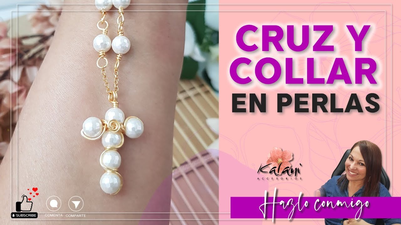 El Paso a paso CRUZ Y COLLAR EN PERLAS. Aprende FACILMENTE a elaborar HERMOSAS PIEZAS de BISUTERÍA 😍