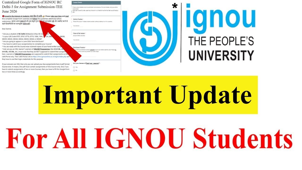 (Breaking News) IGNOU New Update || IGNOU Assignment Submission Guidelines June 2026 Released