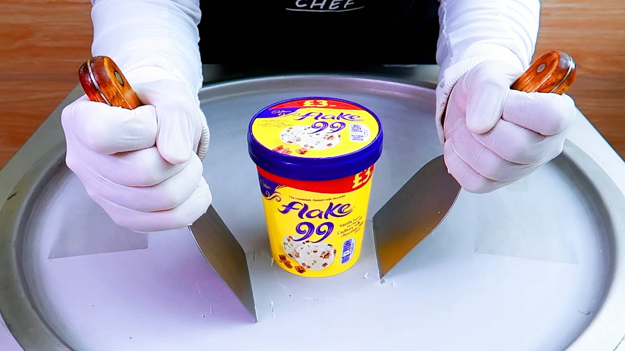 Flake Ice Cream Cadbury ice cream rolls street food - ايسكريم رول على الصاج فليك ايس كريم