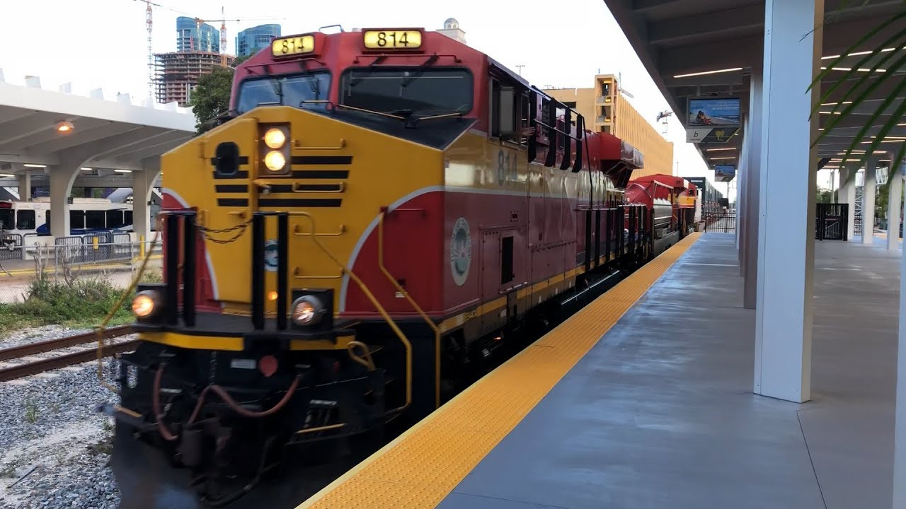 Freight Trains through the Brightline Station