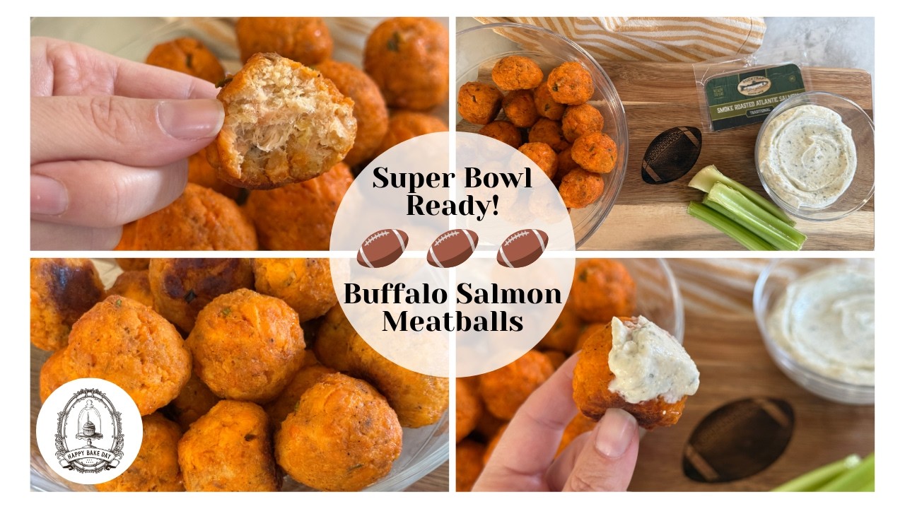 *Super Bowl Snack Series* Score Big with These Buffalo Salmon Meatballs - Happy Bake Day