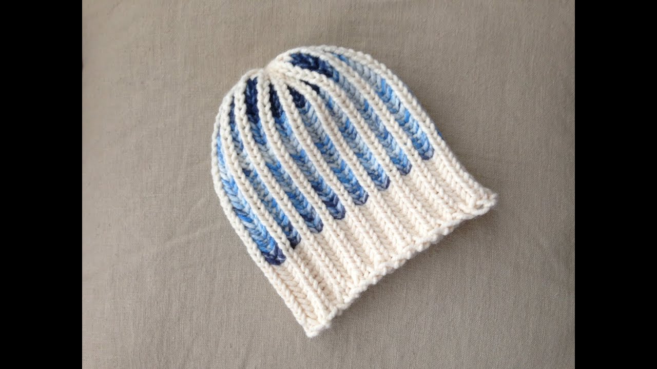 Cómo tejer un gorro bicolor en punto brioche con telar (Tutorial DIY)