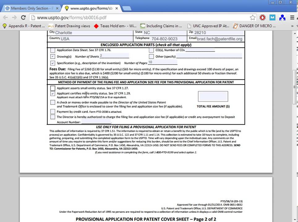 Provisional Patent Application Coversheet-