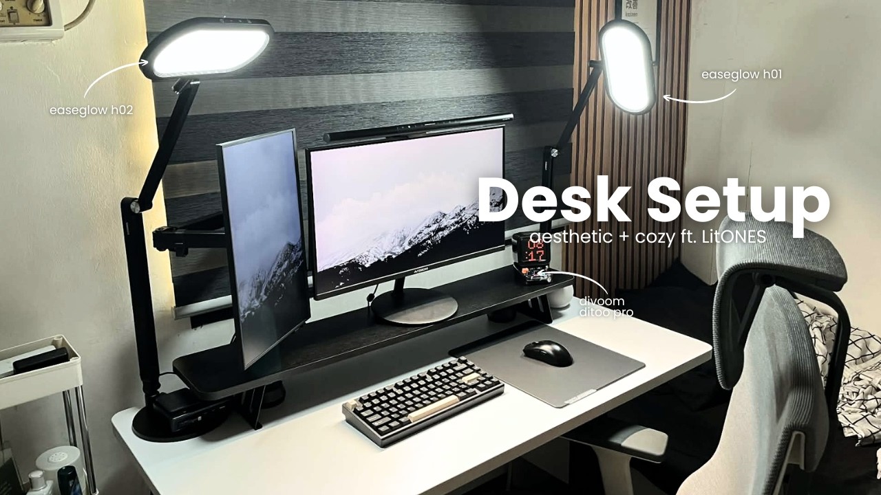 small desk setup makeover ☁️ (aesthetic and cozy) ft. LitONES