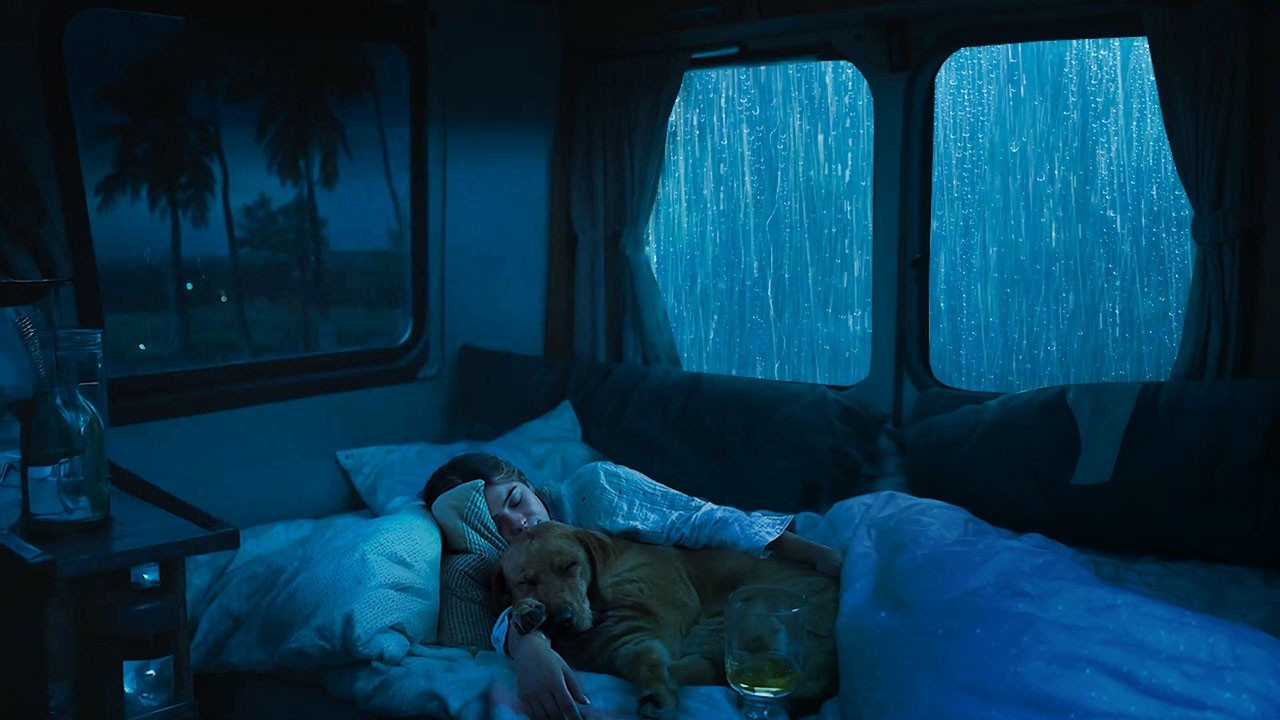 Heavy Rain & Thunder on the Car in a Deserted Night Street | Overcome Insomnia and Sleep Fast