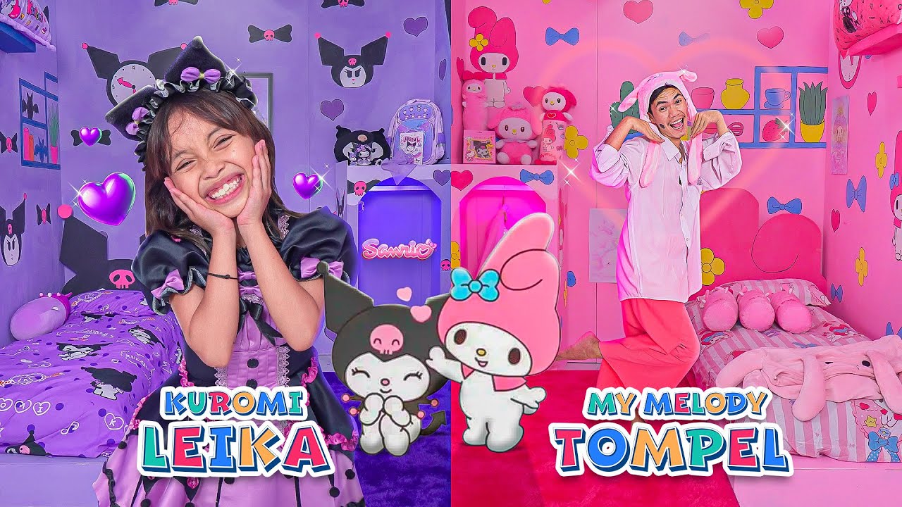 LEIKA KAMAR KUROMI VS TOMPEL MY MELODY 😍 DEKORASI KAMAR SERBA SANRIO
