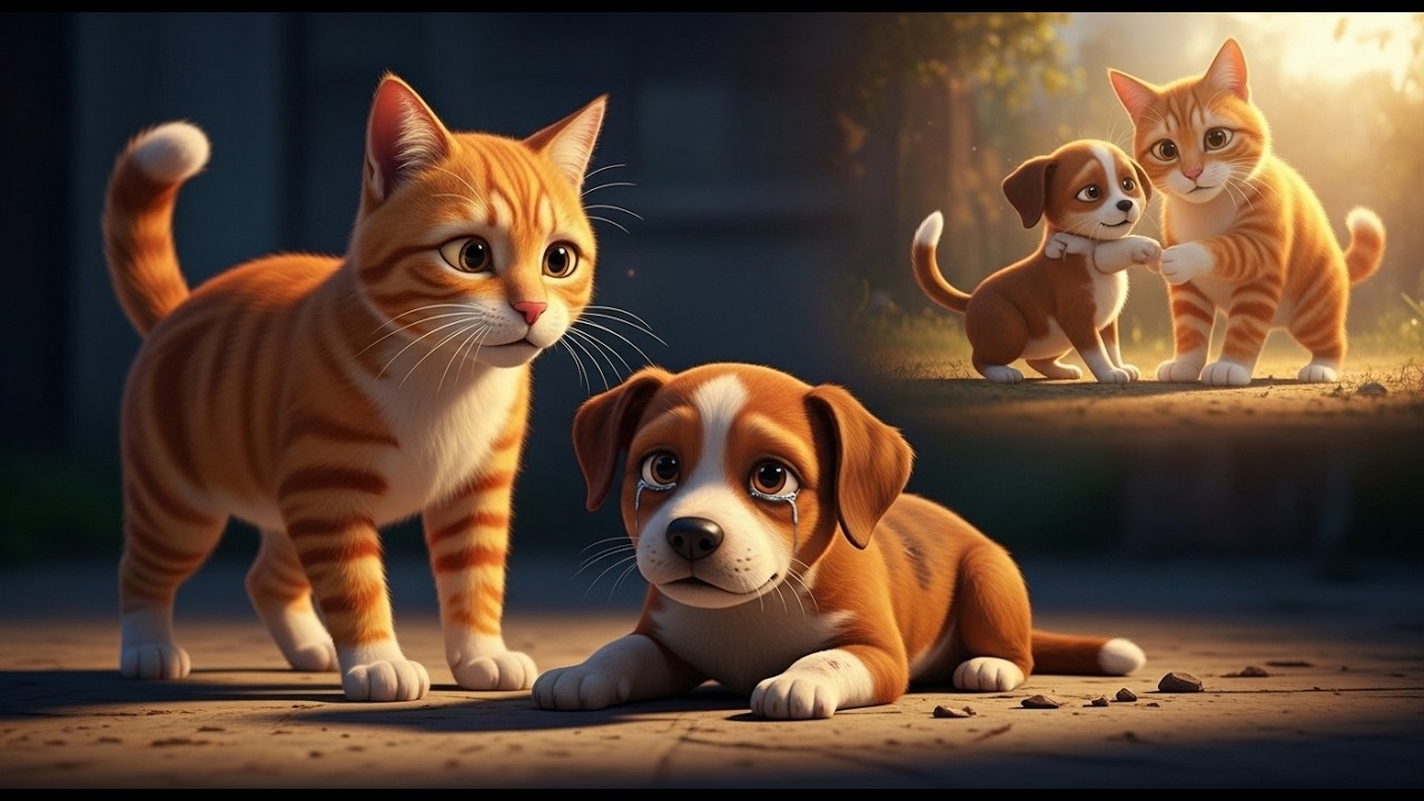 😢 INJURED DOG WAS LEFT ALONE… THEN THIS CAT SAVED HIM 🐶🐱❤️