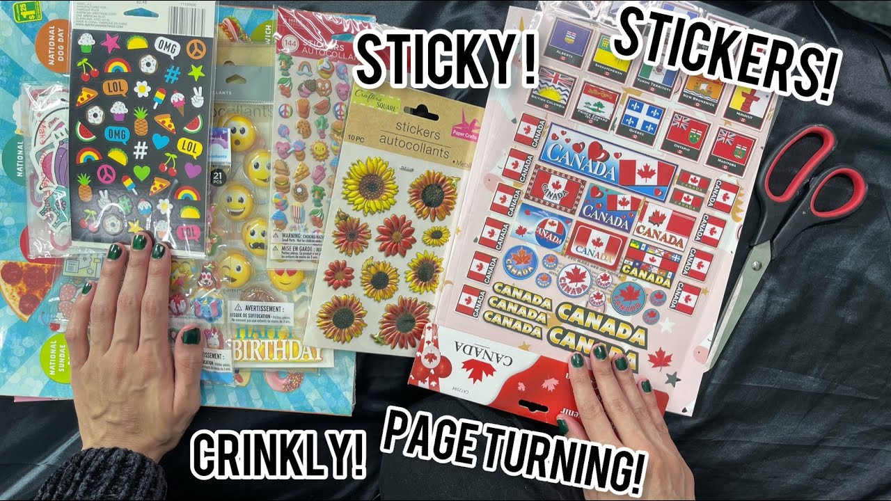 ASMR Sticker Peeling | Crinkle,Whisper, ‘Sticky ‘ |Page Turning (1 Hour)Sticky Sounds - Sticker Book