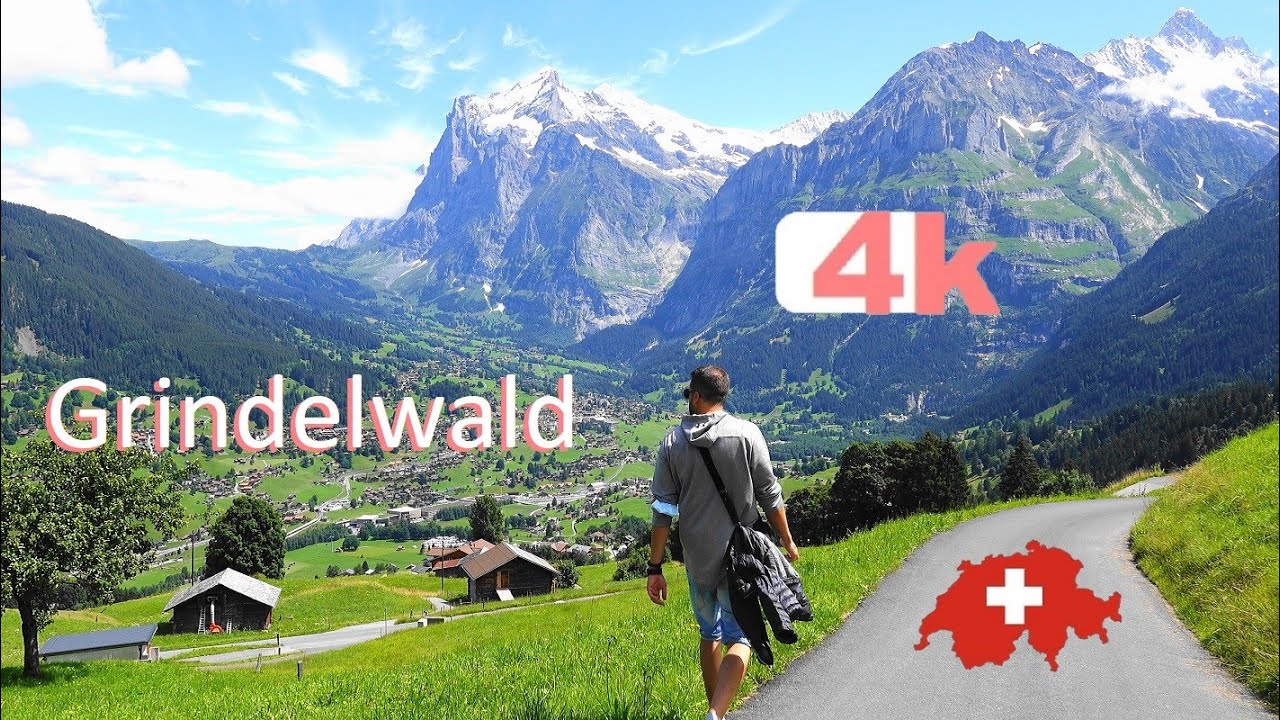 SWITZERLAND - GRINDELWALD - Männlichen - LAUTERBRUNNEN - Walking Tour beautiful villages - 4k