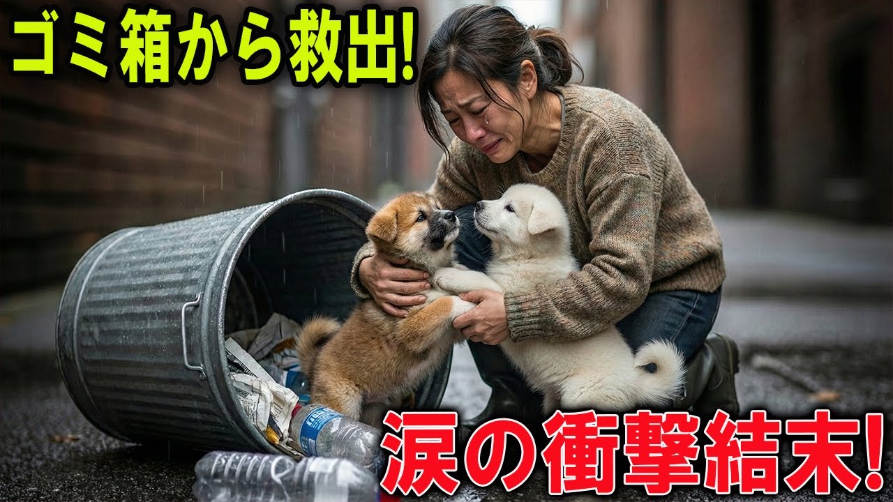 ゴミ箱で震える秋田犬の子犬2匹を救った私。半年後、奇跡の恩返しが全ての運命を逆転させた…