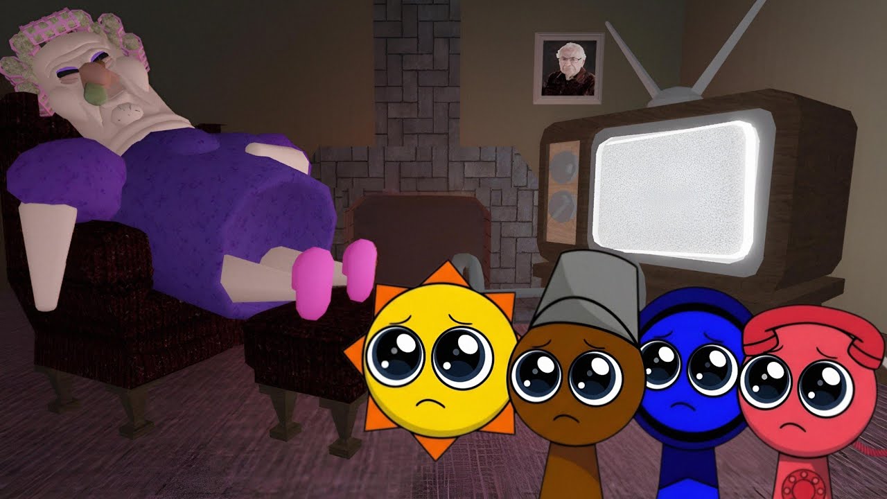 Sprunki Baby Mr. Sun, Brud, Jevin & Lily Microwave Played Grumpy Gran Scary Obby in ROBLOX 