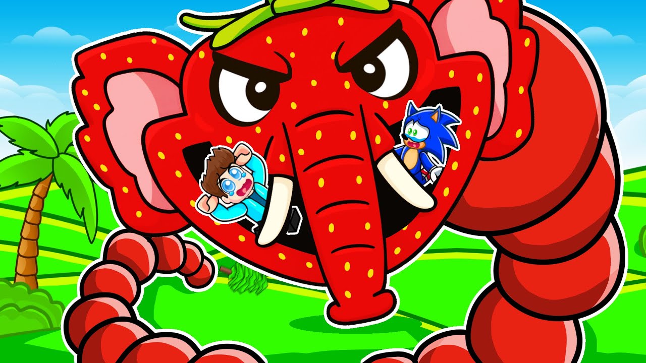 ESCAPE THE GIANT STRAWBERRY ELEPHANT WORM IN ROBLOX !!