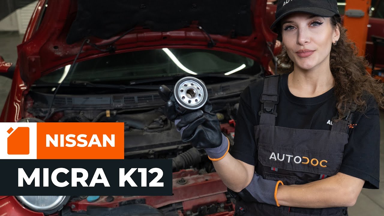 How to change oil filter and engine oil on NISSAN MICRA K12 [TUTORIAL AUTODOC]