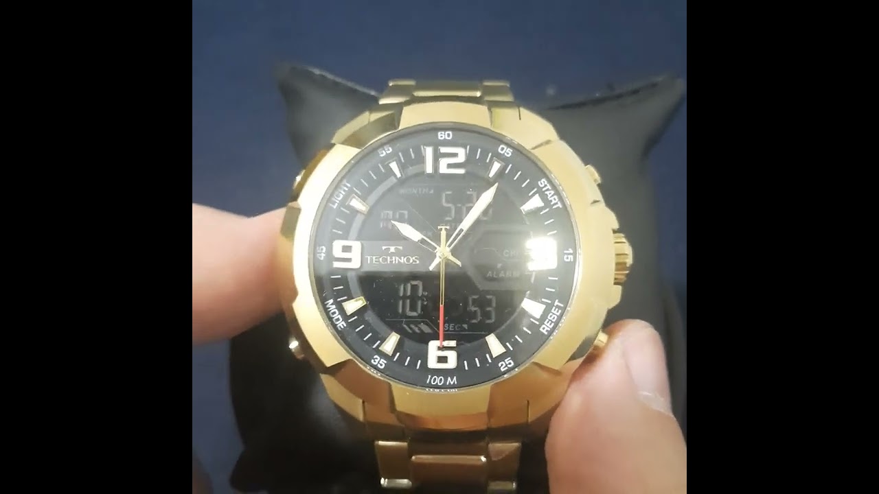Ajustar as horas , os minutos e o calendário do Technos digitech BJ3496AA/1P.