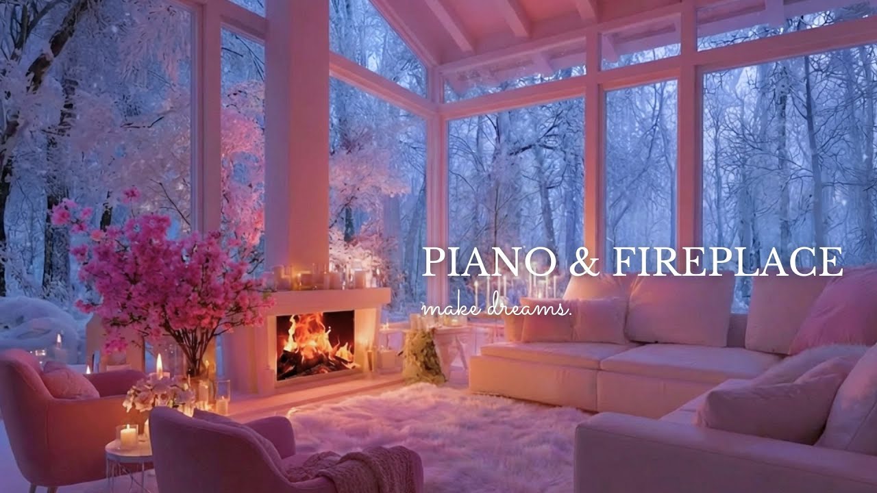 Winter Fairy Tale Bedroom 💗 Soft Piano & Crackling Fire for Study, Relaxation & Sleep