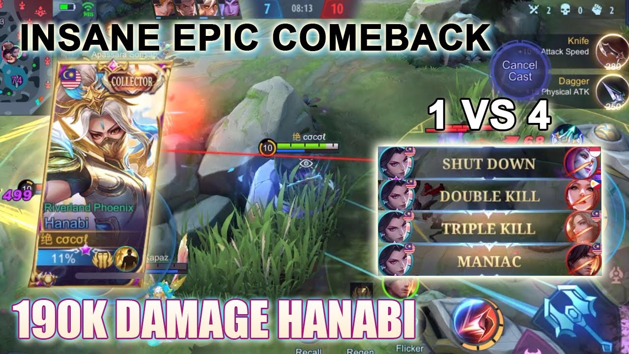 CARRY THE WHOLE TEAM EPIC COMEBACK ! 190K DAMAGE HANABI - Hanabi Collector Skin Riverland Phoenix