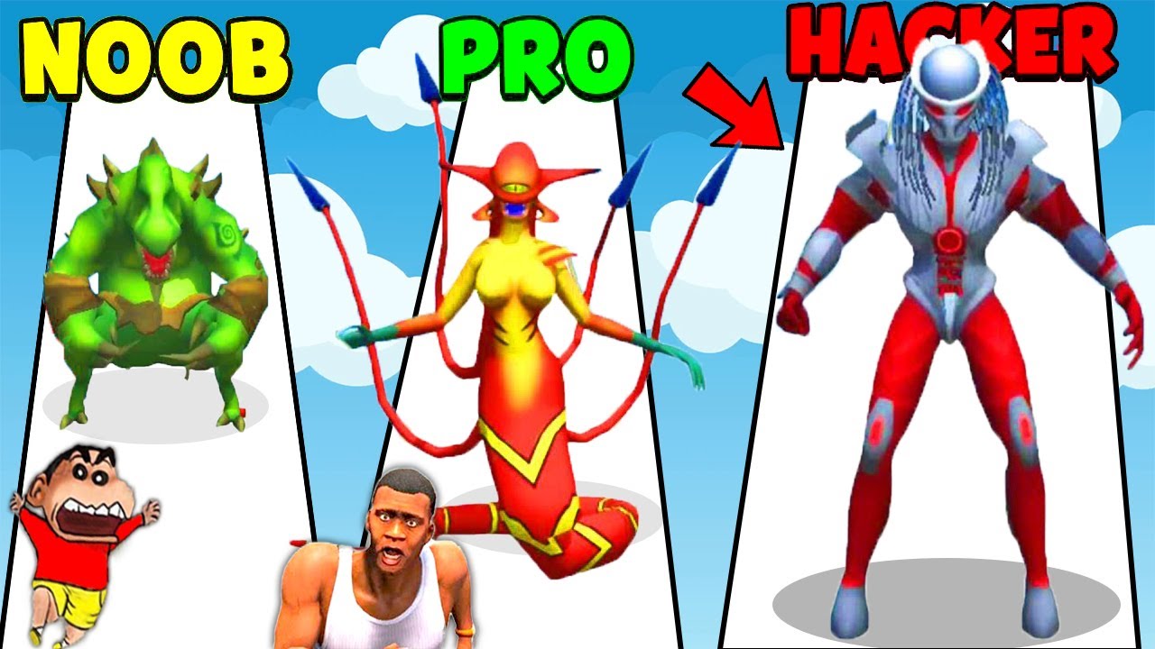 ALIENS vs HUMANS in MERGE MASTER ALIENS | NOOB vs PRO vs HACKER with SHINCHAN and CHOP