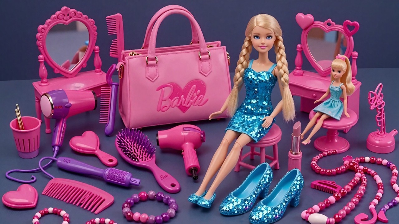 4 Minutes Satisfying with Unboxing Barbie Doll Family Playset，Cute Pinkfong Ambulance Car Toys ASMR