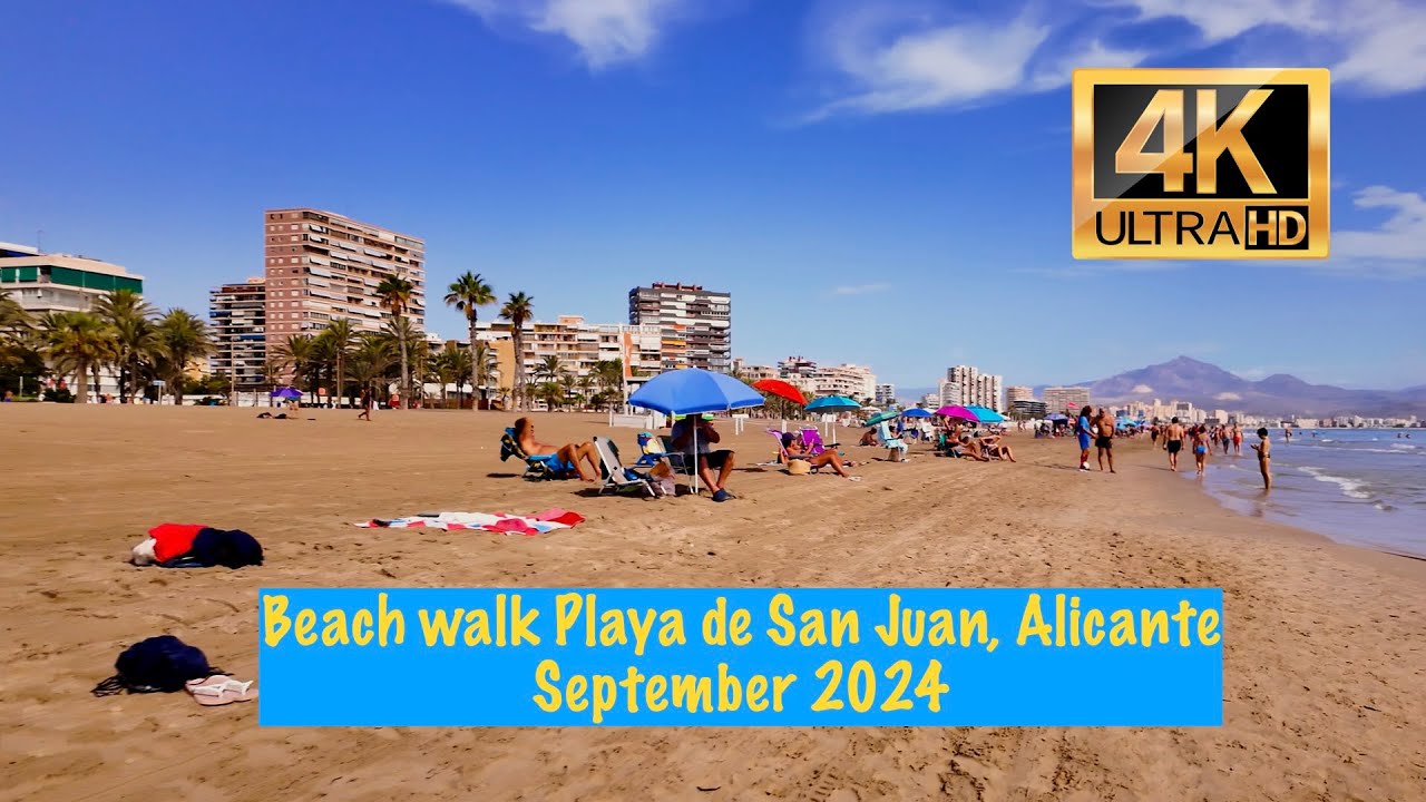 Beach Walk Playa de San Juan, Alicante in September 2024 in 4K