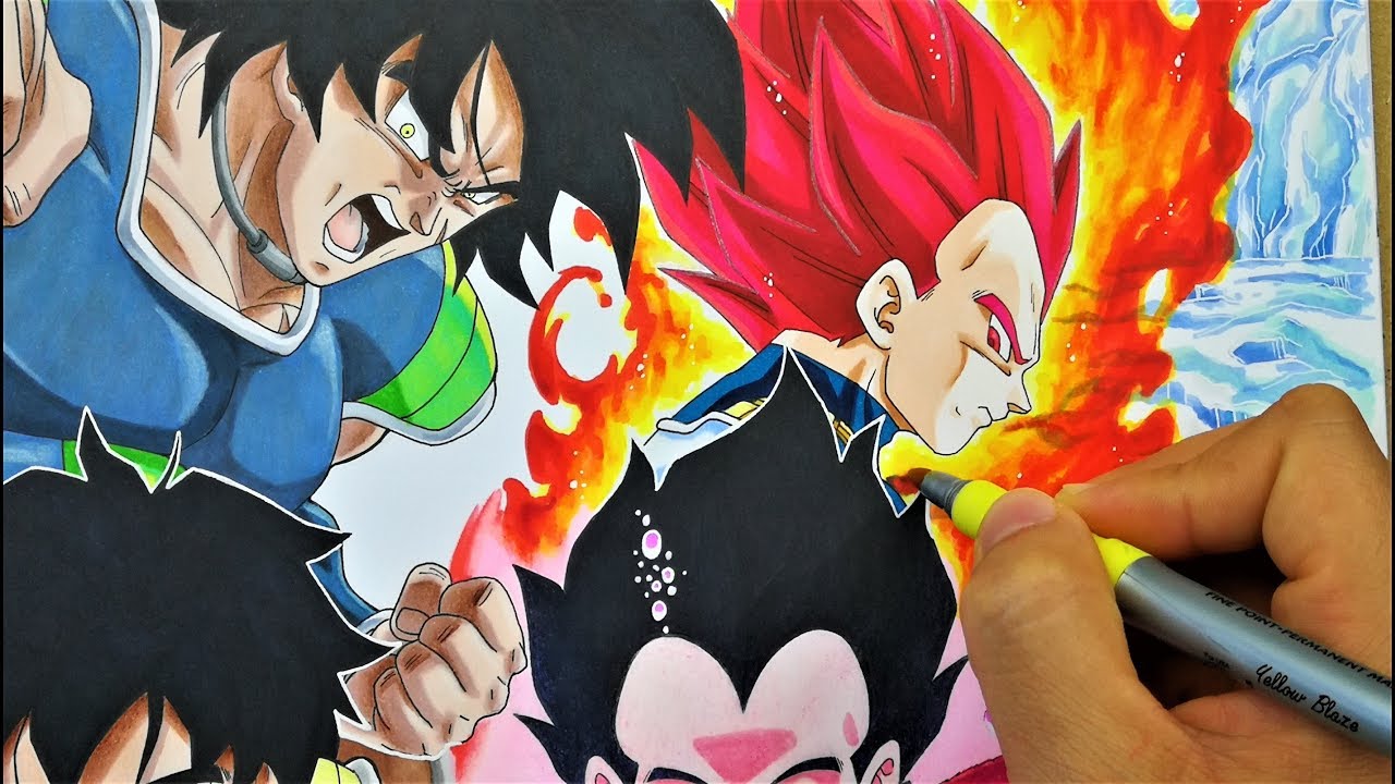 Como Dibujar a VEGETA Ssj God | 3 Saiyans Unidos Por el Destino  Part 2 | Dragon Ball Super Broly