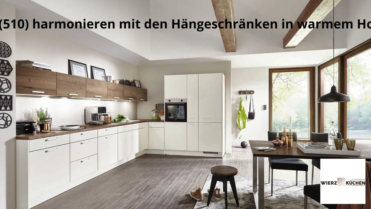 Nobilia Softline Appeldorn Magnolia Familienküche mit Balkeneiche & Insel  Wierz Küchen & Interieur