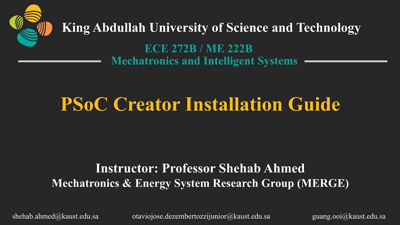 Mechatronics and Intelligent Systems: PSoC Creator Installation Guide