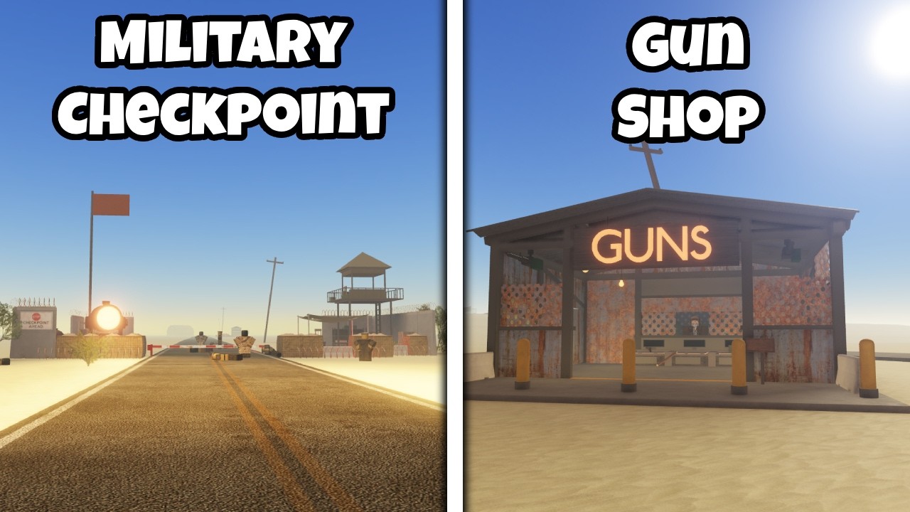 A Dusty Trip New Buildings : Military Checkpoint and Gun Shop (Free Barbed Fence)
