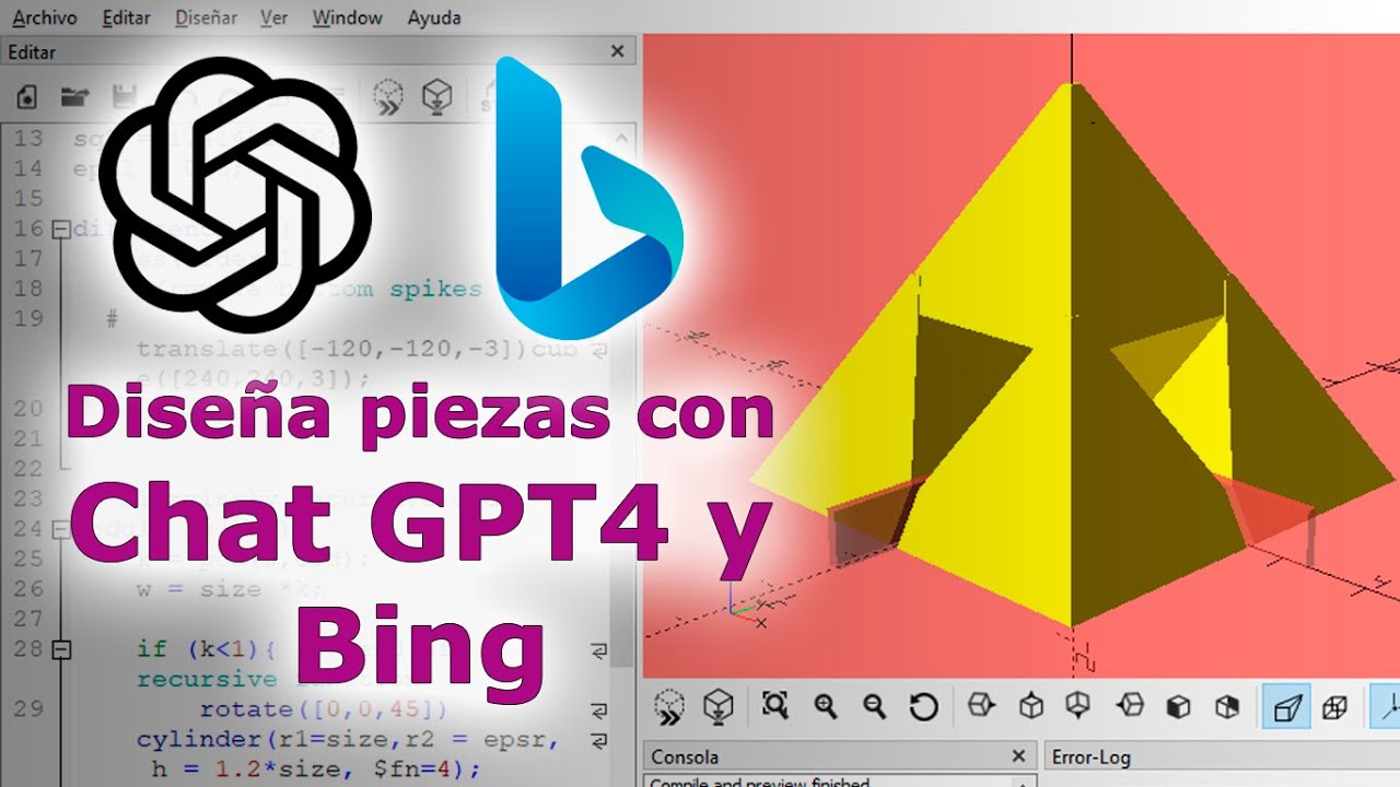 Diseñando en 3D con Chat GPT4 y Bing en OpenSCAD 🤖