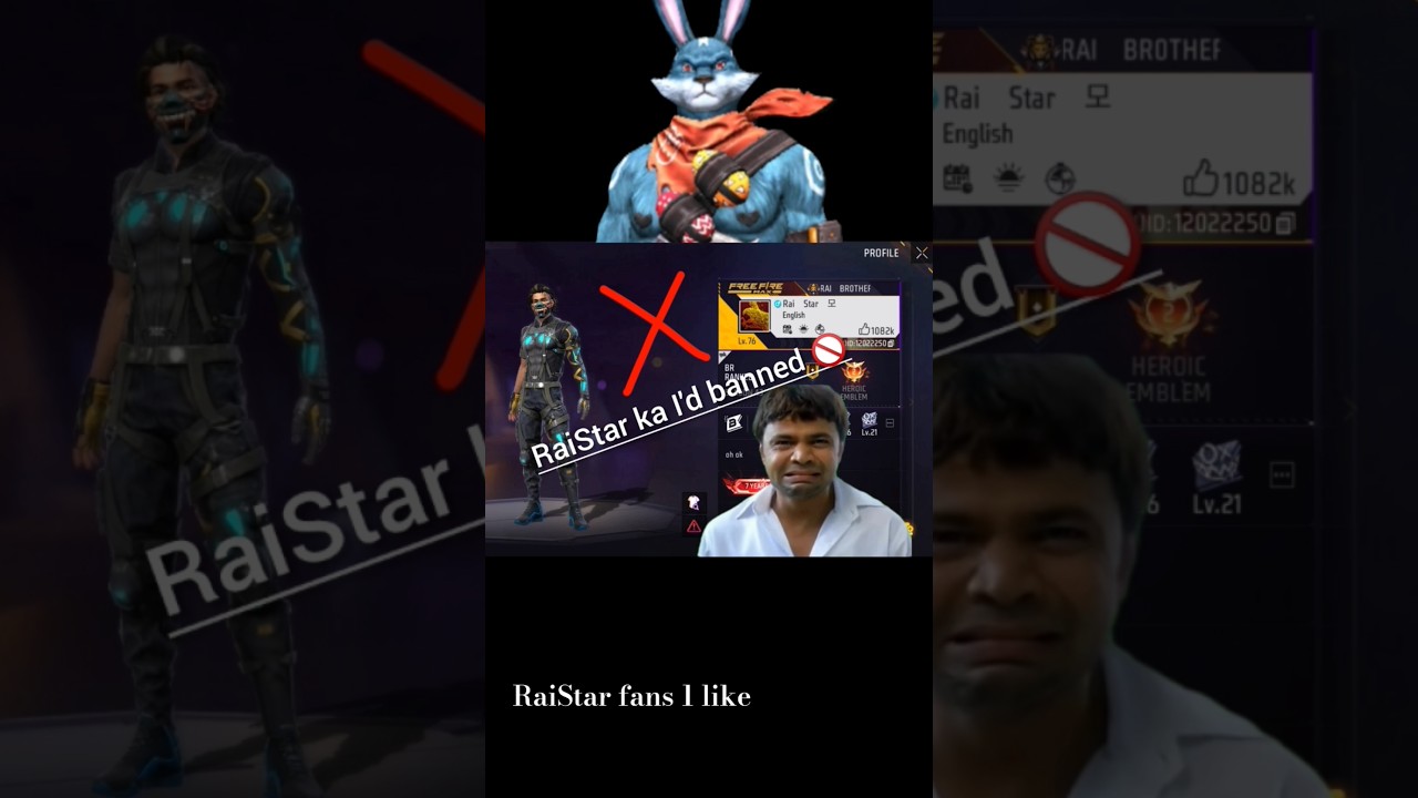 RaiStar ka I'd ho gaya banned 🥺🥺 | YouTube short video | #gaming #raistar #trending #freefire #gyan