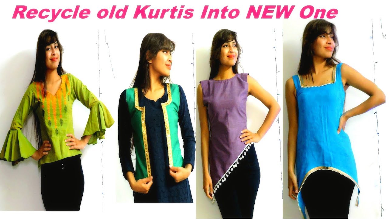 Convert/Recycle Old Kurtis into 4 Different Ways/ DIY Top/Jacket/Low-high kurti