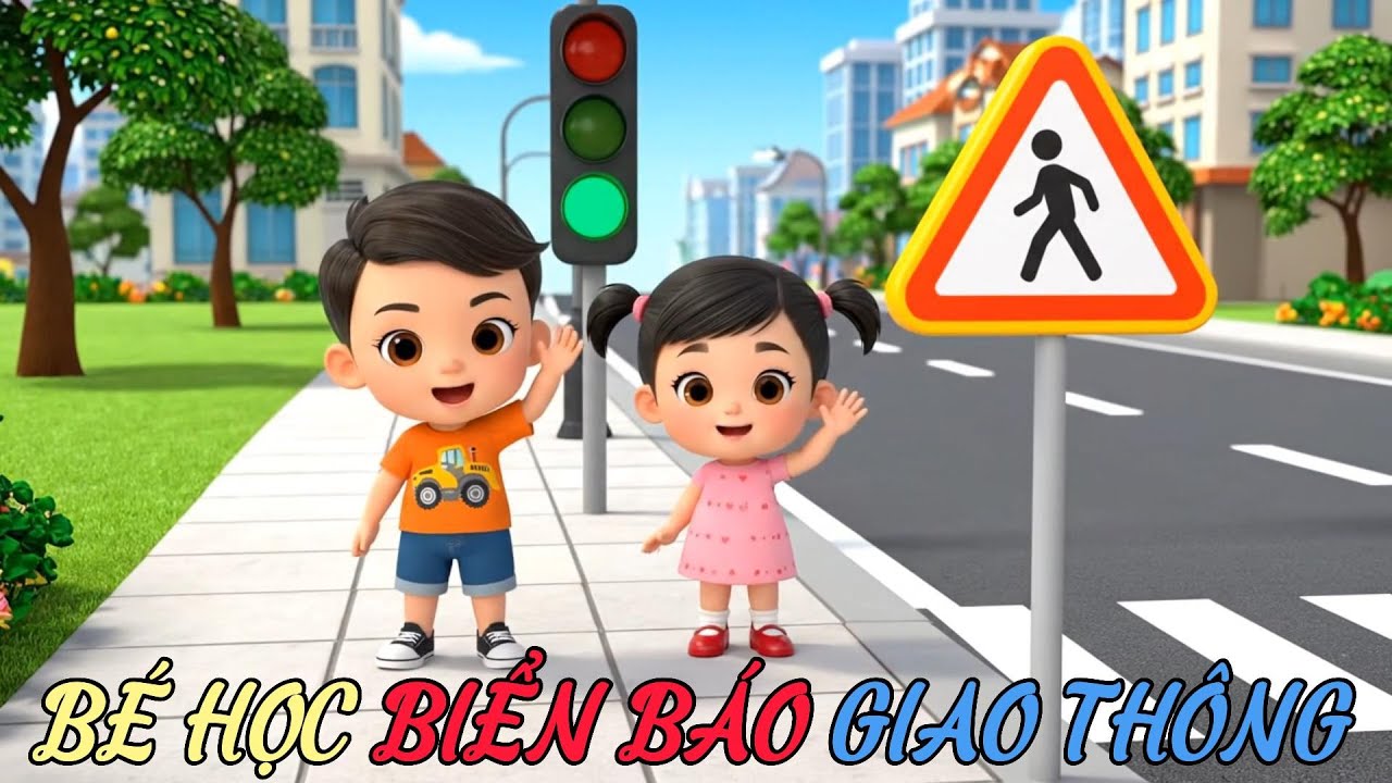 Bé Học Biển Báo Giao Thông 🚦 | Dạy Trẻ Nhận Biết Đèn Giao Thông & Vạch Kẻ Đường | Hoạt Hình 3D