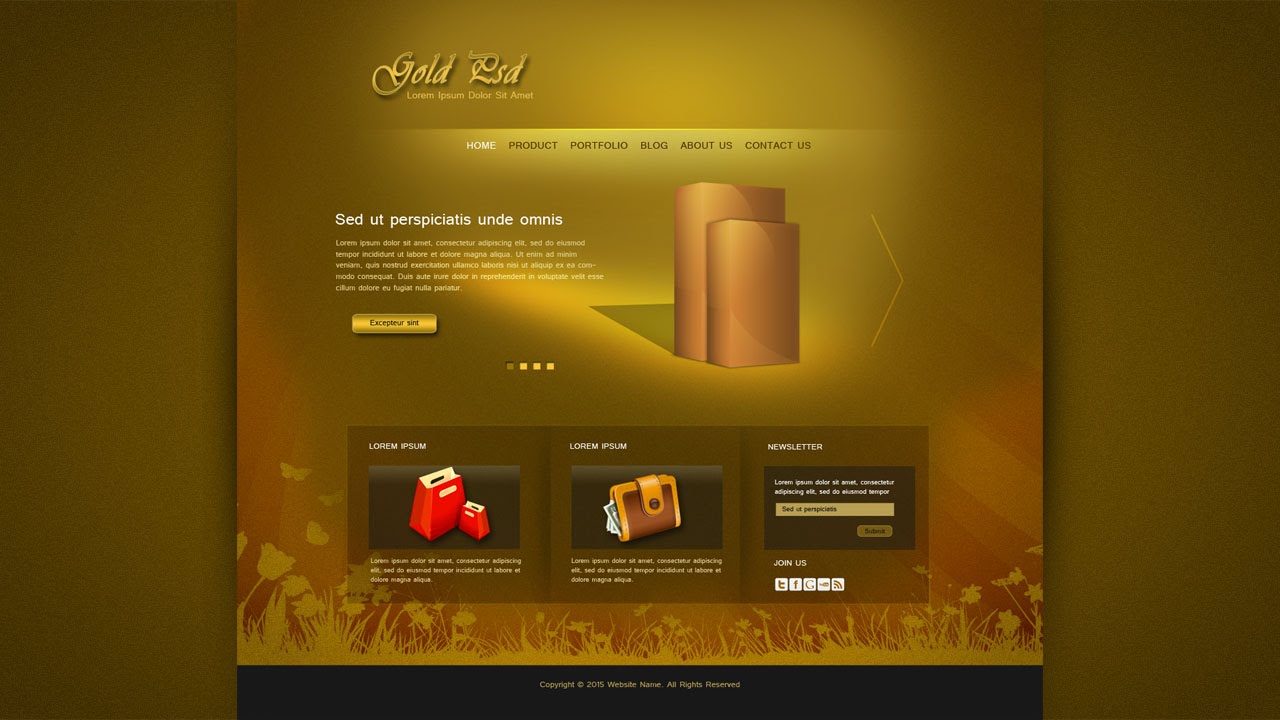 Photoshop Tutorial Web Design Gold Psd