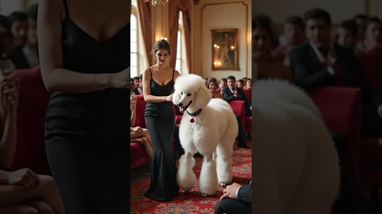 Adorable Giant Poodle Meets Guests 🐩 So Sweet & Charming! #dog