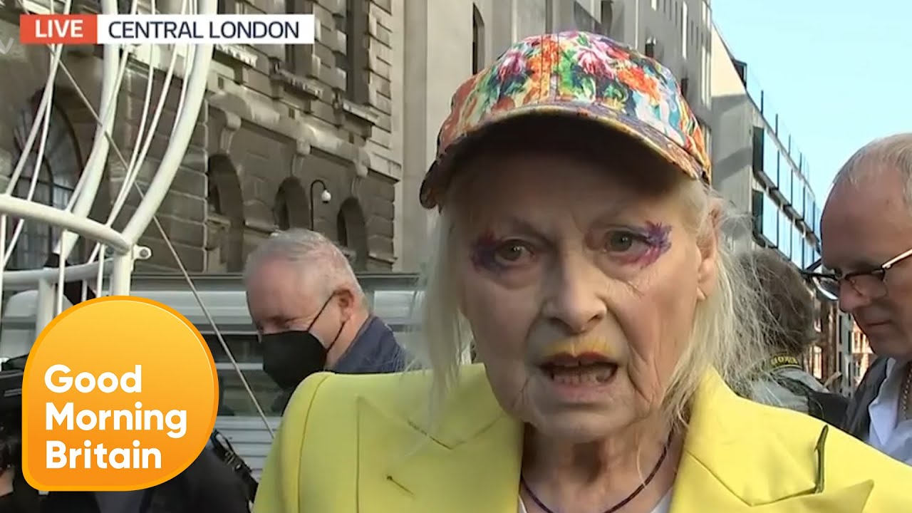 Dame Vivienne Westwood Suspends in Giant Bird Cage to Protest Extradition of Julian Assange | GMB