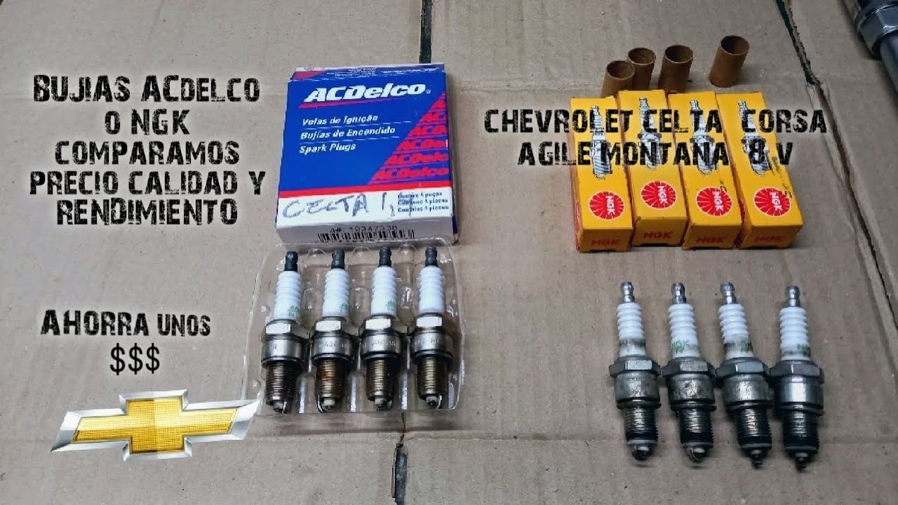 Bujias ACdelco o NGKr comparamos precio calidad y rendimiento CHEVROLET celta corsa montana agile 8v