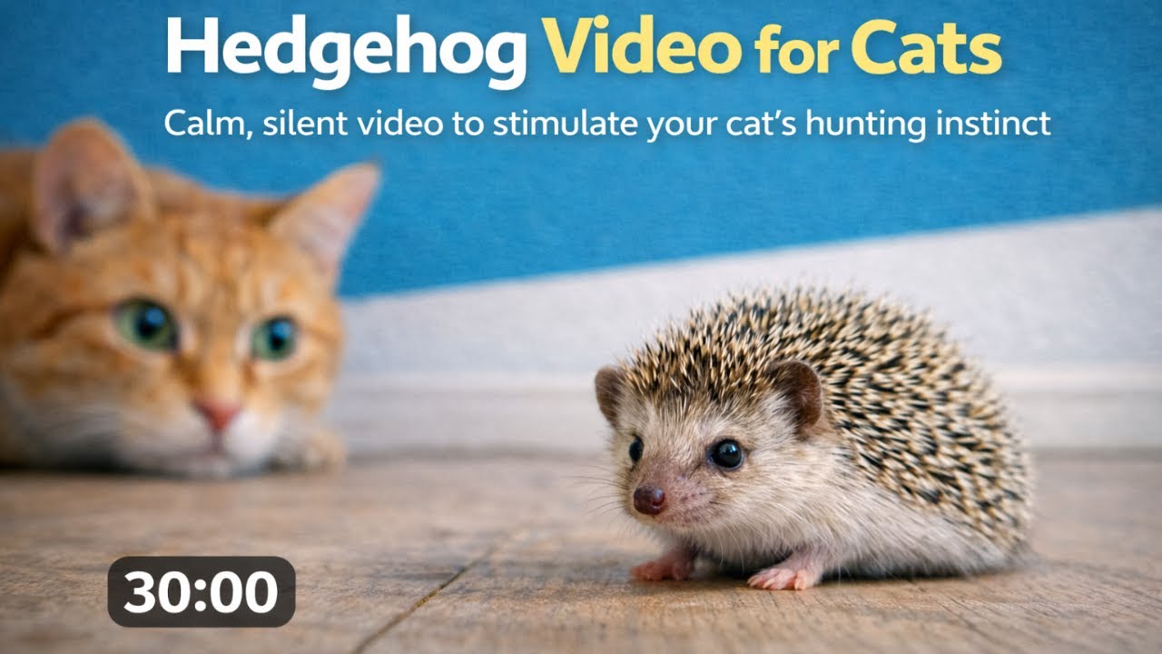 Hedgehog Video for Cats 🦔 | 30 Minutes of Hunting Instinct Stimulation (Silent Cat TV)