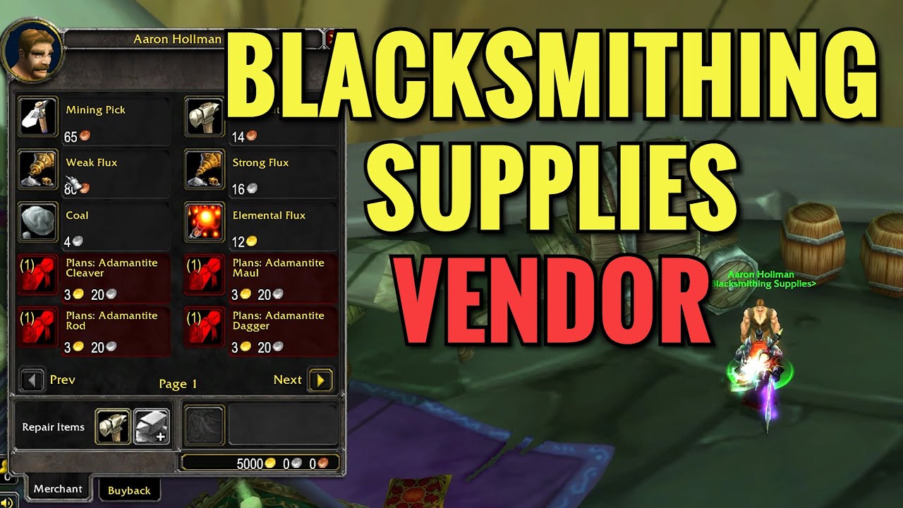 Shattrath Blacksmithing Supplies Vendor Location (WoW TBC)