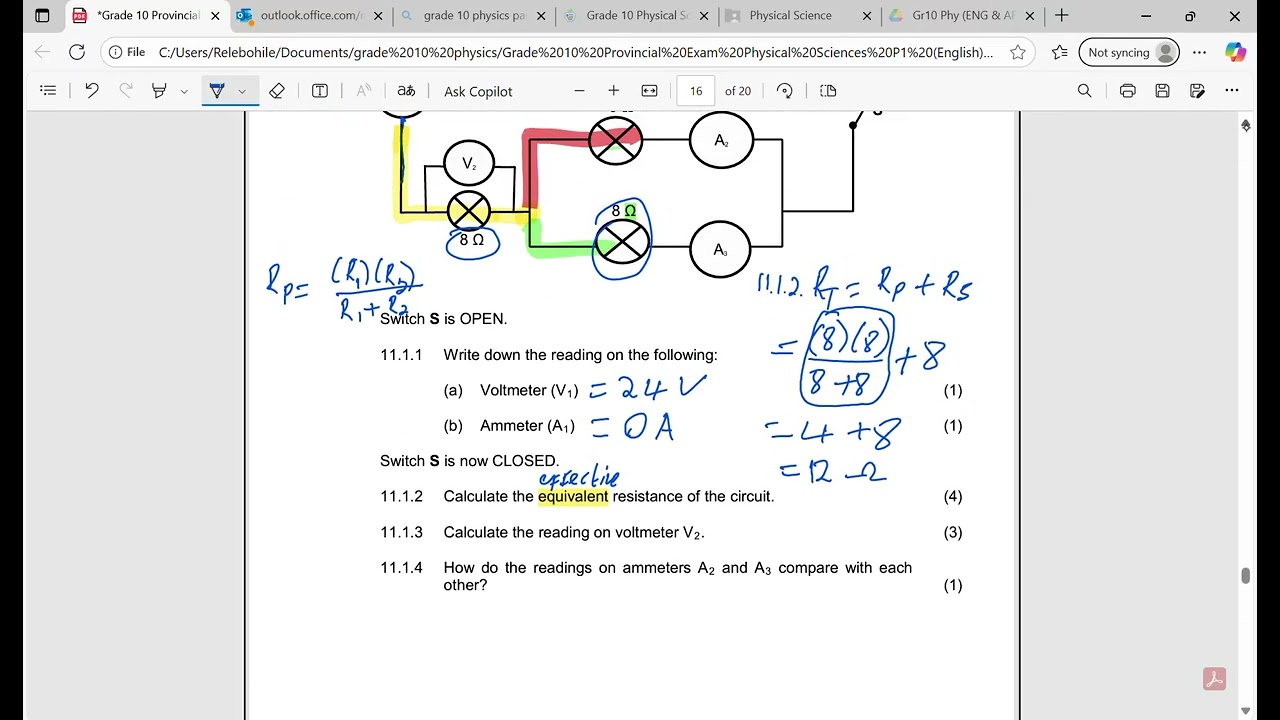 Grade 10 November 2018 paper 1 electric circuits