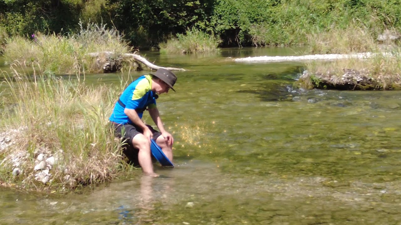HOBBY GOLDWASCHEN: Goldsuche und Goldschürfen am Fluss (in Bayern/Deutschland)