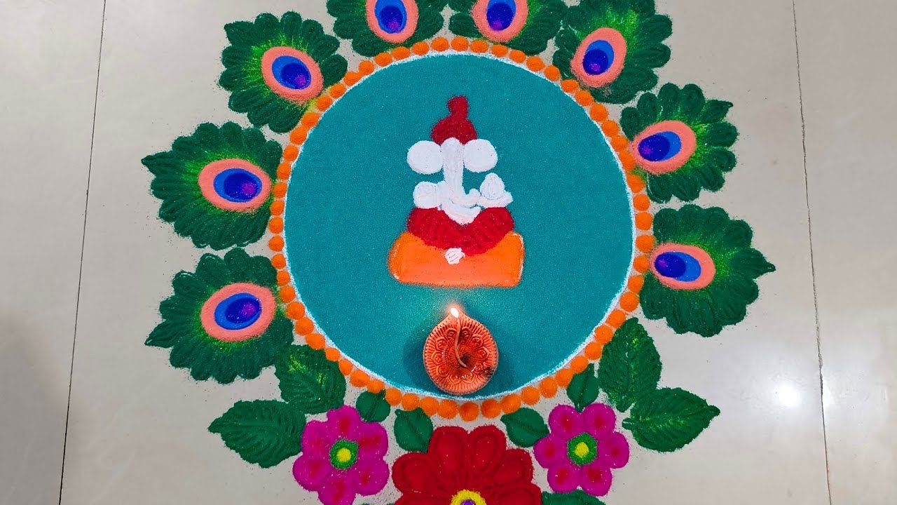 Shree Ganesh Chaturthi Rangoli Design#rangoli #indianart 