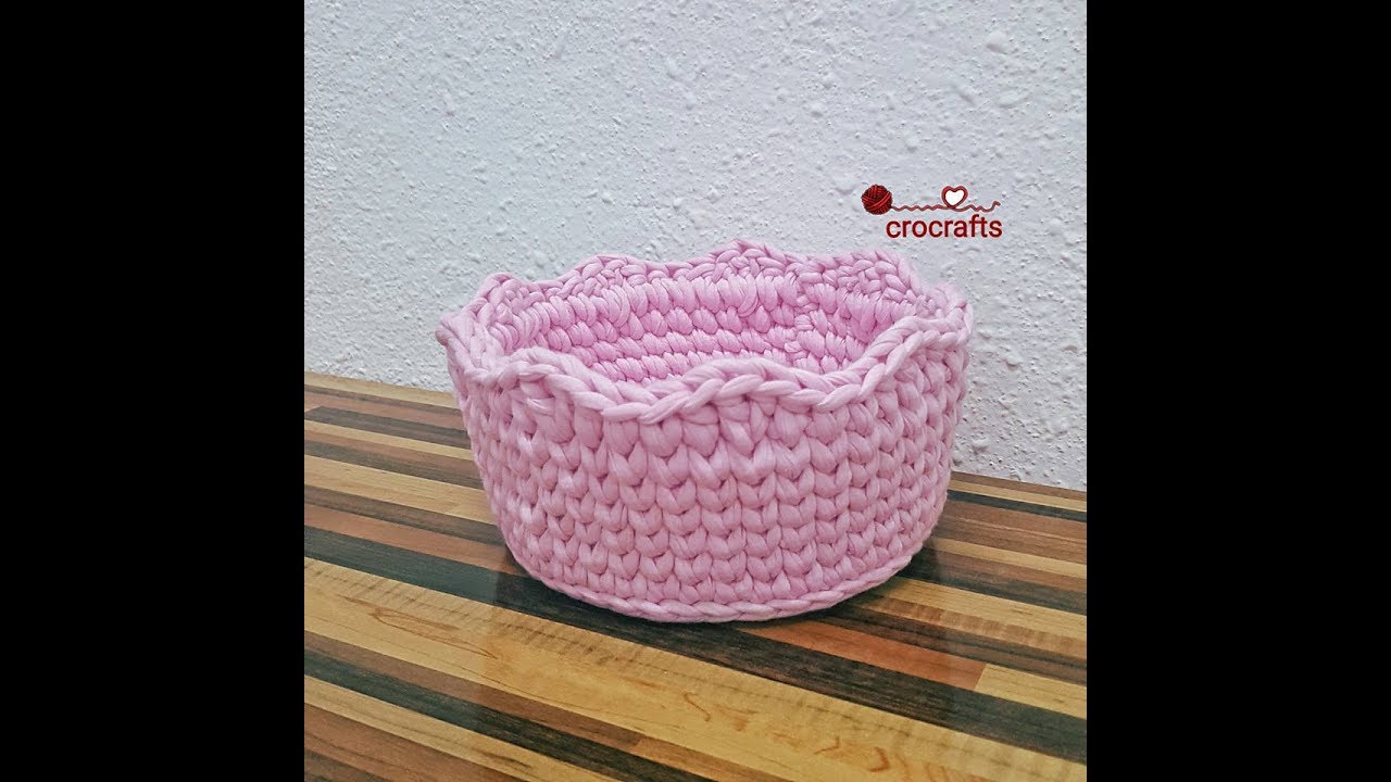 crochet t-shirt yarn basket model 1-كروشيه باسكت بخيط الكليم موديل ١-crocrafts كروكرافتس