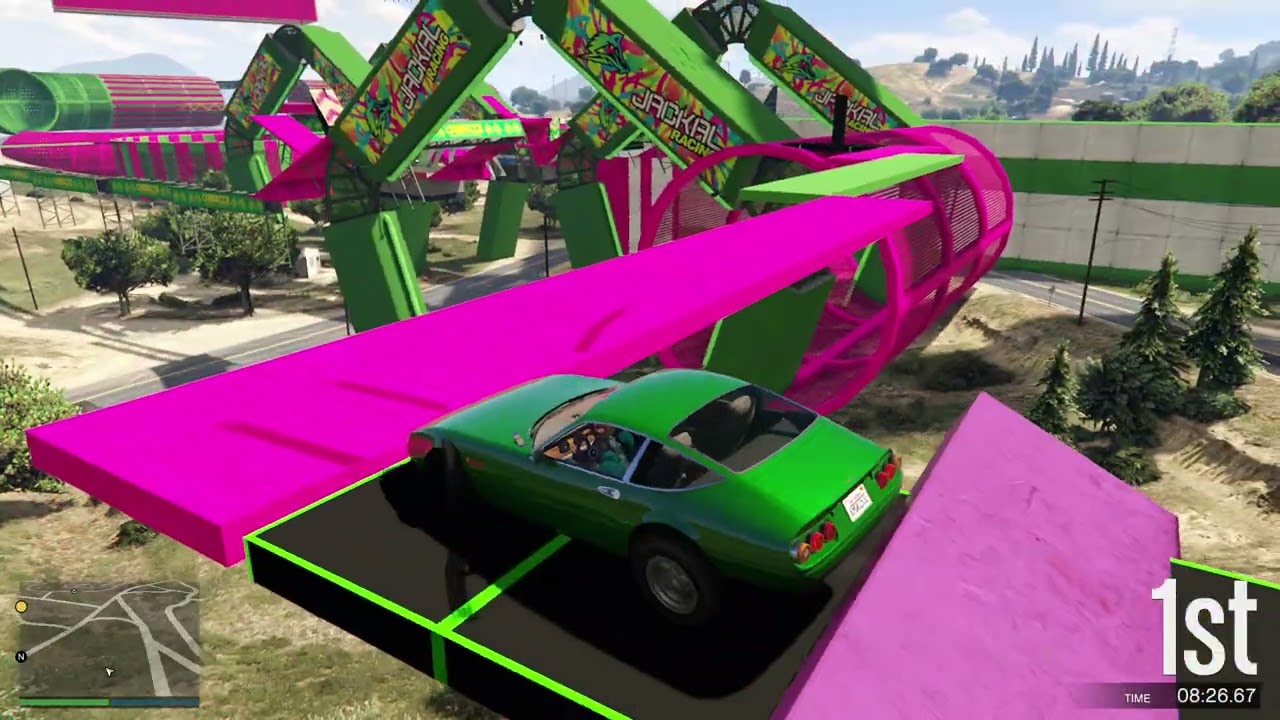 GTA 5 ONLINE INSANE !! PARKOUR GT750 CAR RACE GAMEPLAY NO COMMENTARY